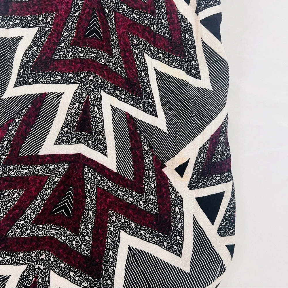 Free People Geometric Print Maxi Dress in Black, White, Burgundy